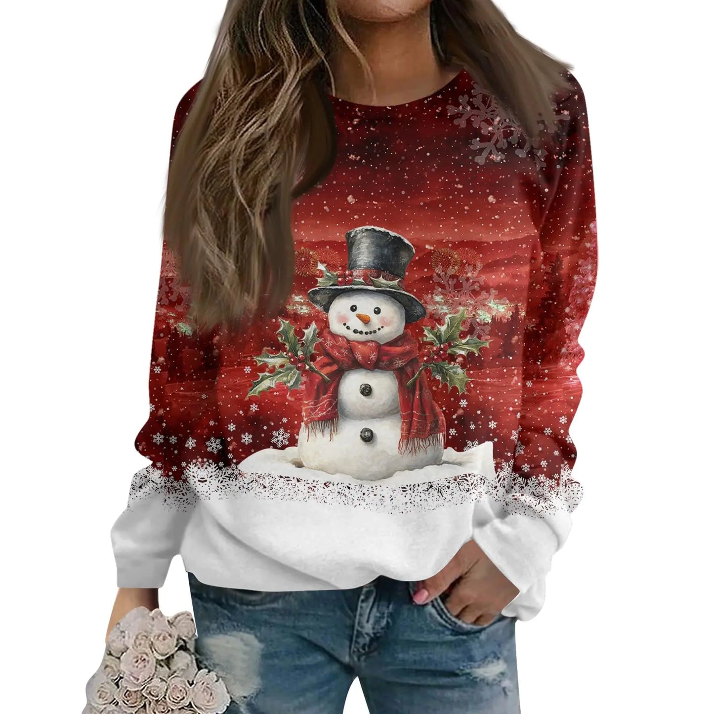 Women Pullover Winter Crewneck Blouses/Sweatshirts
