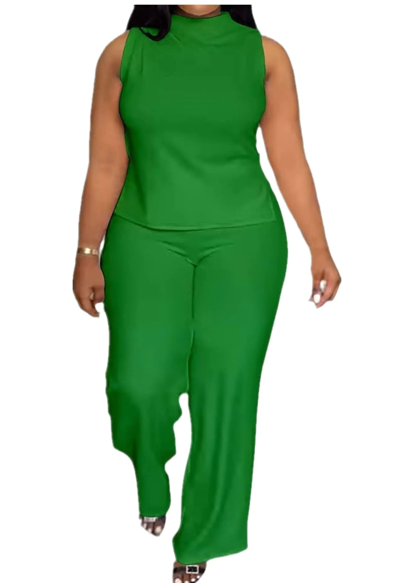 MRSFITOK Women’s 2 Piece Wide Leg Pants Set Green