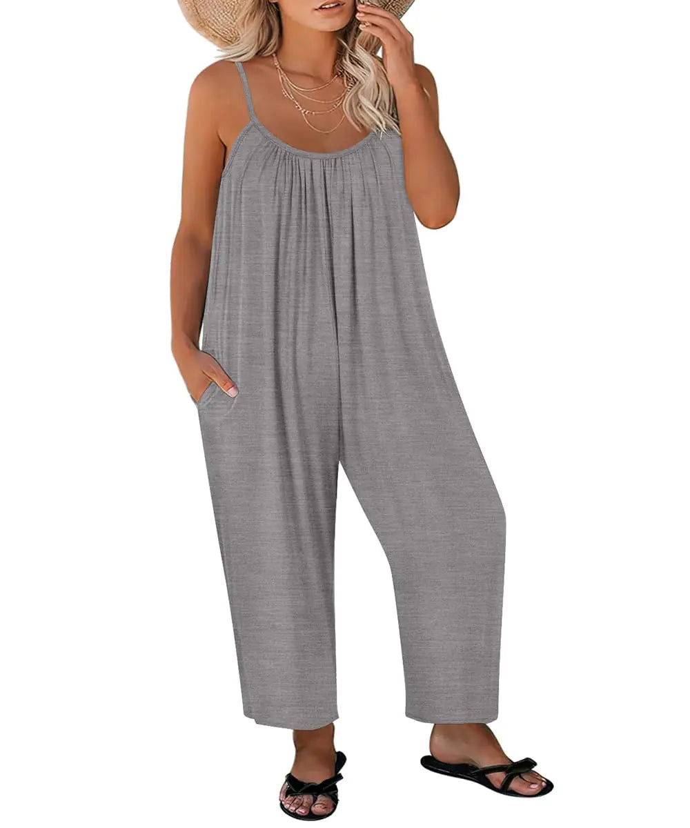 RITERA Women Pleated Front Sleeveless Jumpsuits