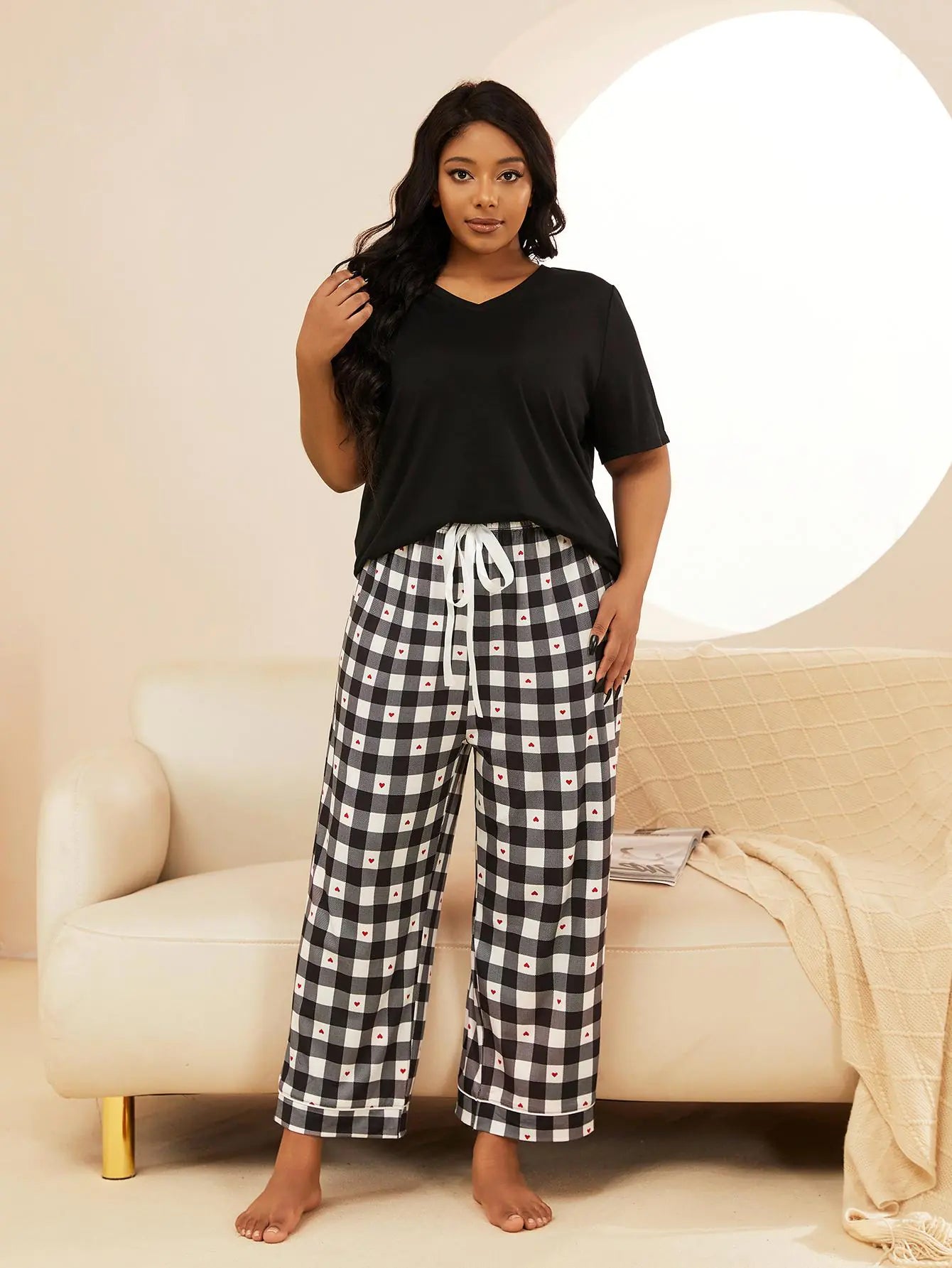 Women's Pajamas Set with Love Print Pants