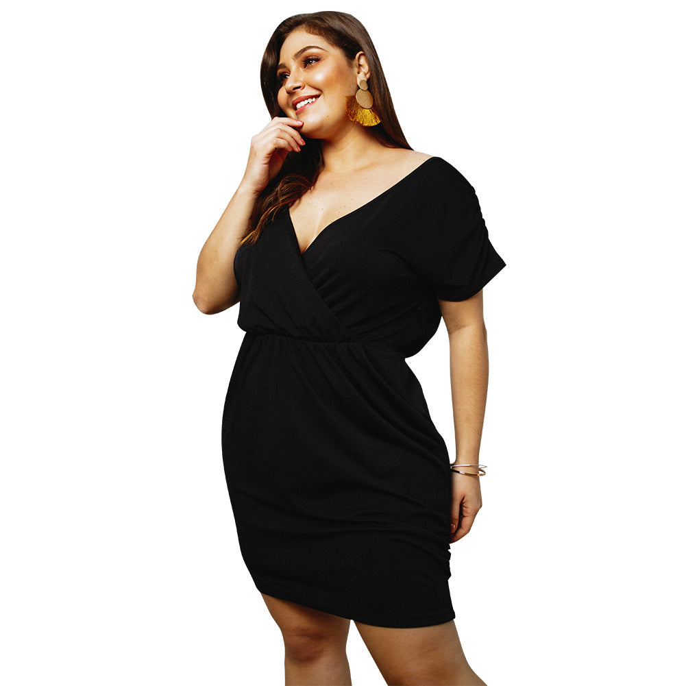 Solid Color V-Neck Dress for Spring/Summer
