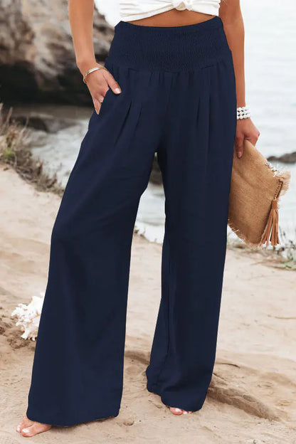 Women's High Rise Wide Leg Pants with Pockets