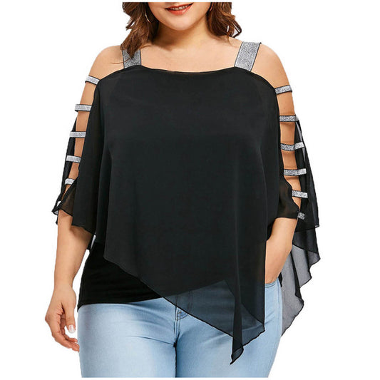 Sexy Fashion Cutout Overlay Blouse for Women