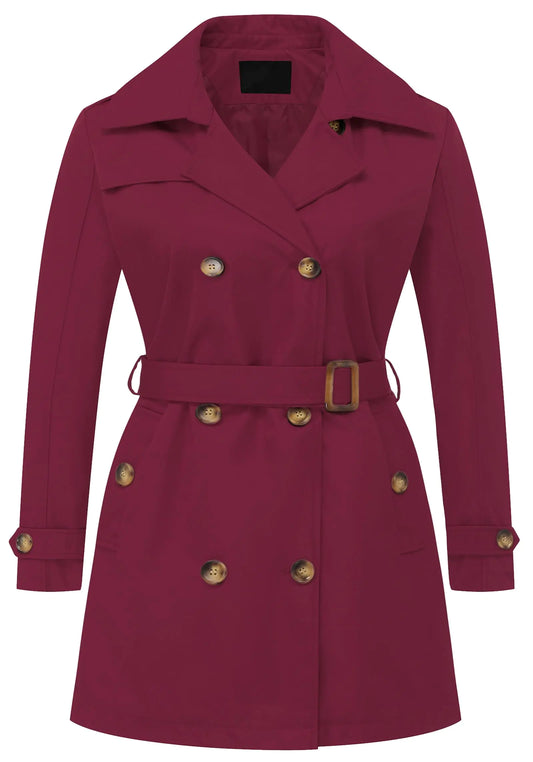 Chrisuno Women Double Breasted Trench Coat