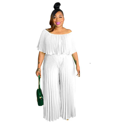 Women's Ruffle Jumpsuit with Wide Leg Pants