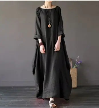 Women Loose Round Neck Long Dress