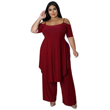 Cold Shoulder Top & Wide Leg Pants Set