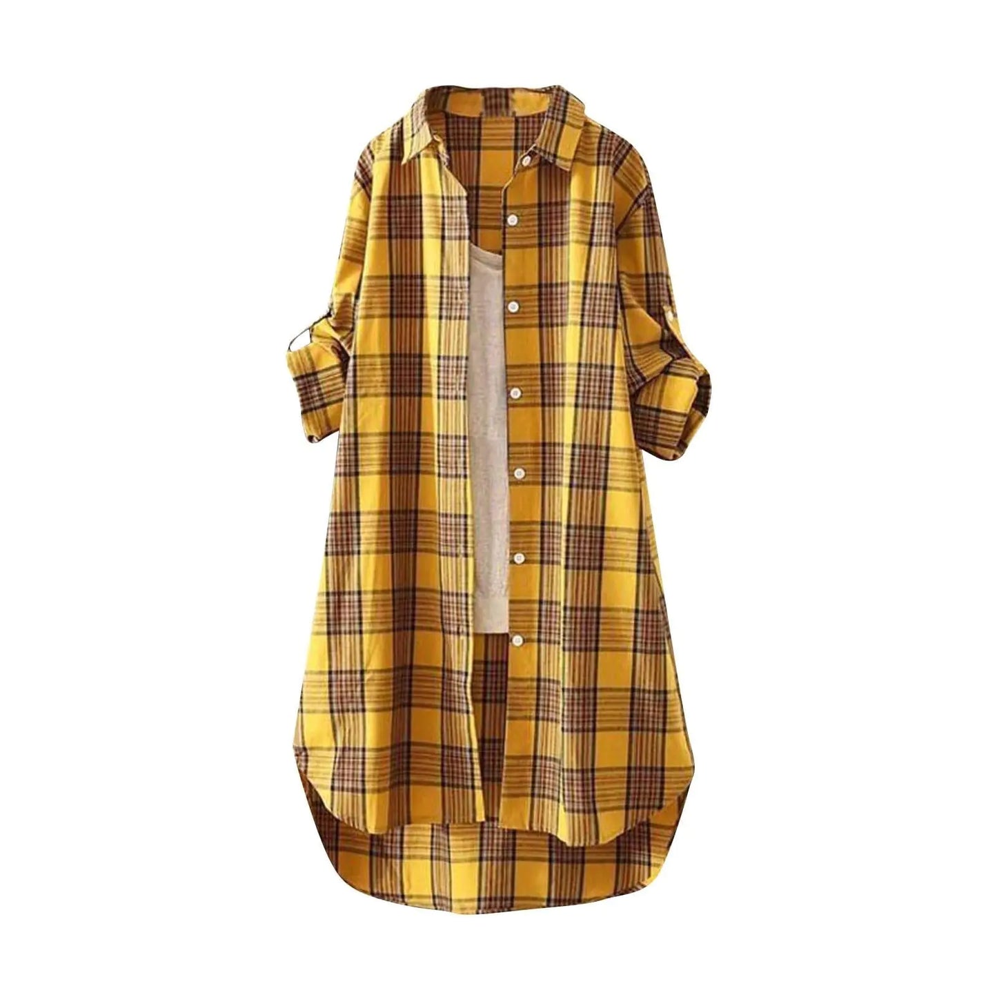 Women Plaid Print Tunic Tops