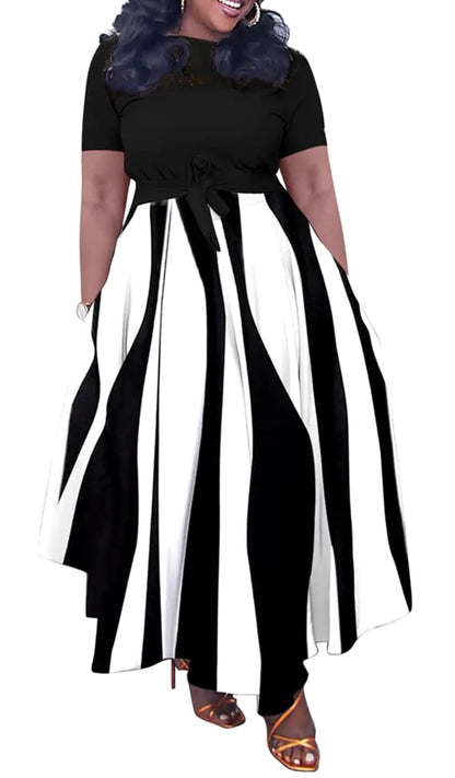 A Line Long Belted Dresses for Women with Sleeve