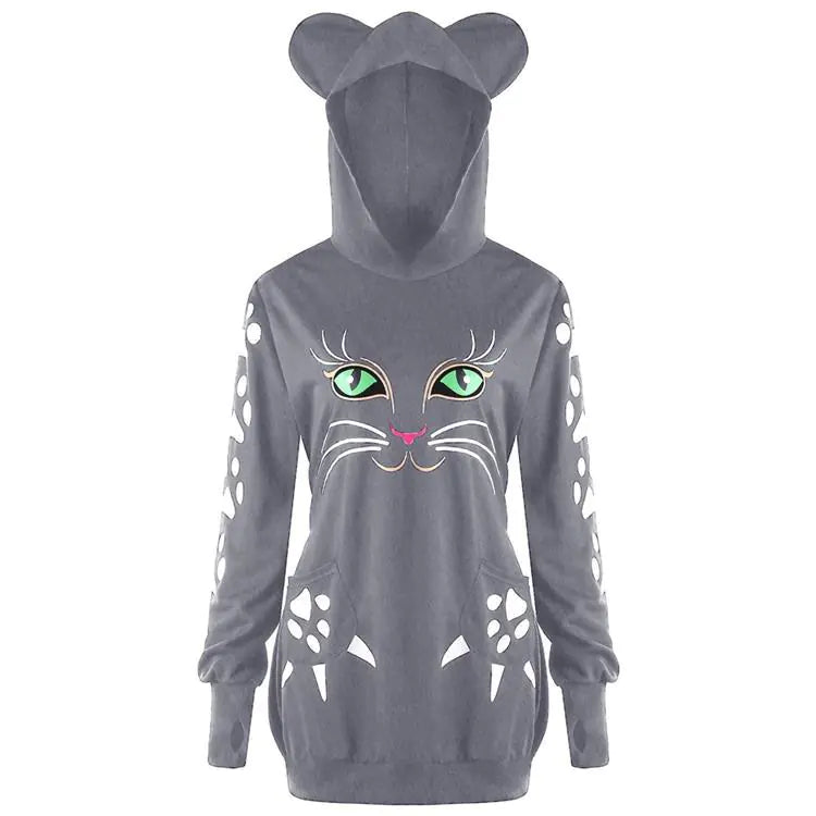 Cat Graphic Hoodie for Women