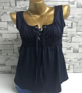 Women Sleeveless Lace-up-Front Top