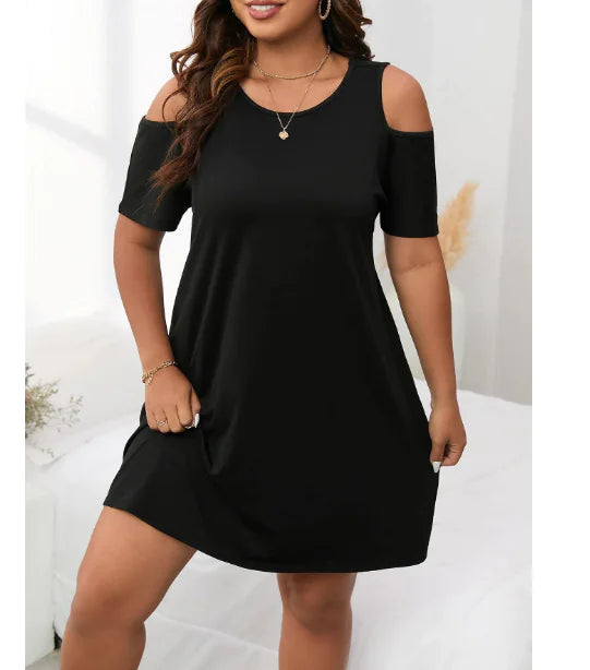 Women Knit Off-Shoulder Dress Black
