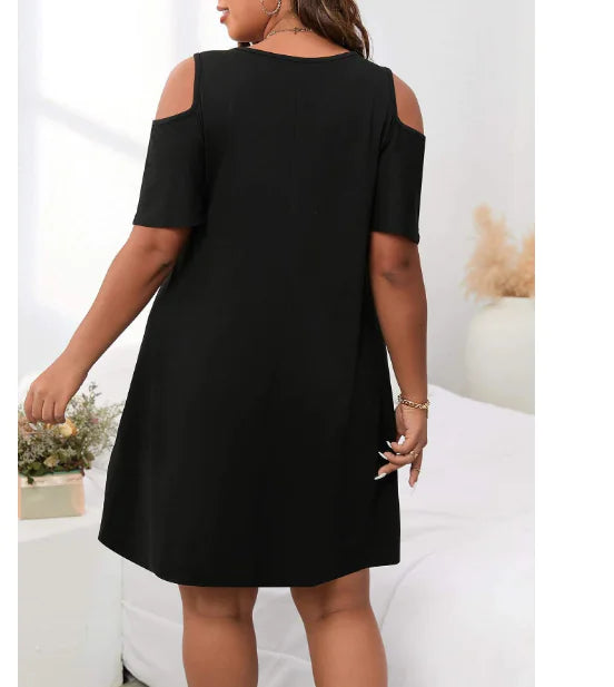 Women Knit Off-Shoulder Dress Black