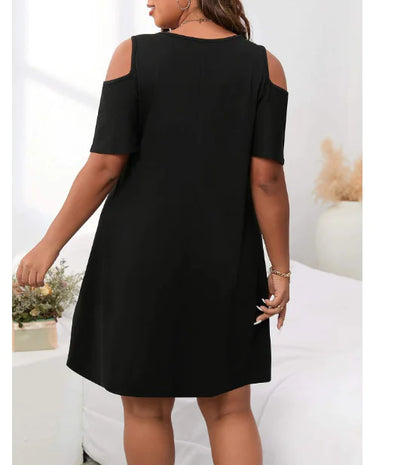 Women Knit Off-Shoulder Dress Black
