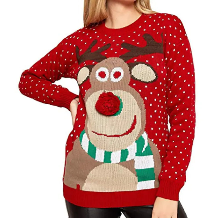 Women Reindeer Design Sweater