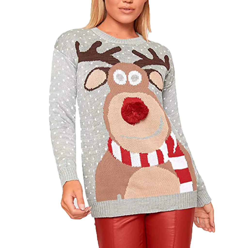 Women Reindeer Design Sweater