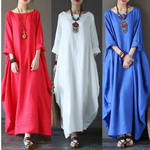 Women Loose Round Neck Long Dress
