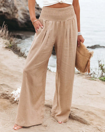 Women's High Rise Wide Leg Pants with Pockets