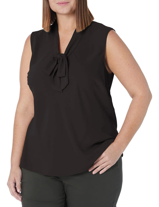 Kasper Women's Tie Front Blouse Black