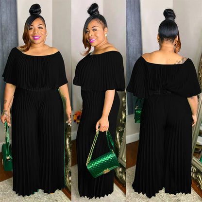 Women's Ruffle Jumpsuit with Wide Leg Pants