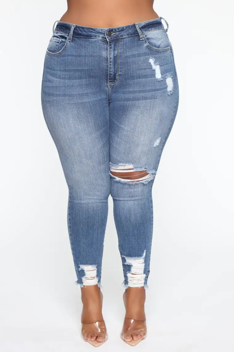 Ripped Stretch Jeans for Women