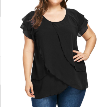 Plus Size Ruffle Blouse - Elegant Chiffon Top (One Piece)
