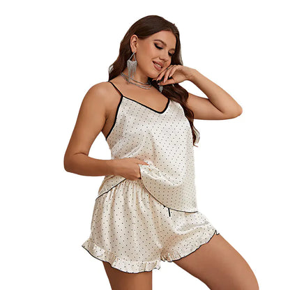 Women Elegant Polka Dot Pajama Set