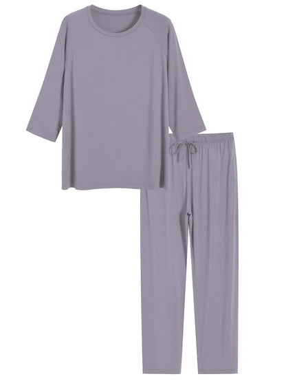 Women's 3/4 Sleeve Pajamas Sets Violet