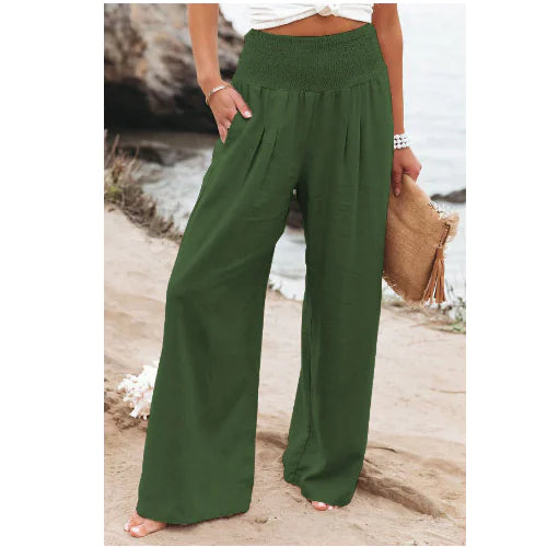 Women's High Rise Wide Leg Pants with Pockets
