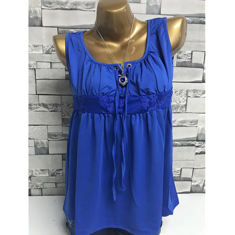 Women Sleeveless Lace-up-Front Top