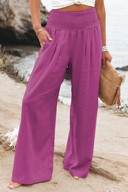 Women's High Rise Wide Leg Pants with Pockets
