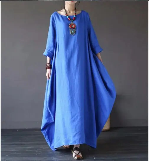 Women Loose Round Neck Long Dress