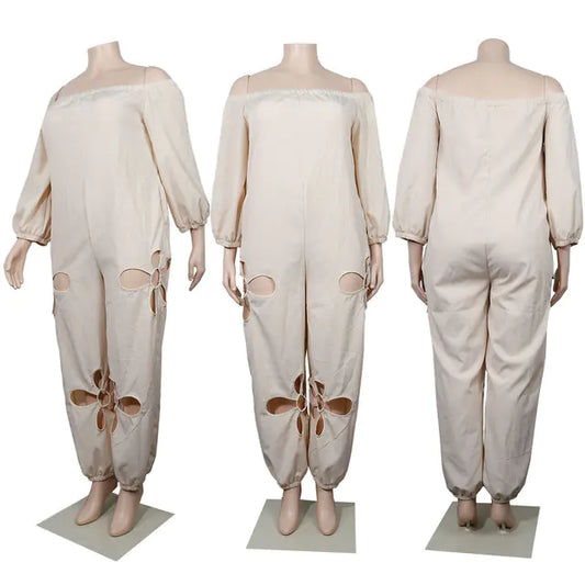 Women Off Shoulder Hollow Out Jumpsuit