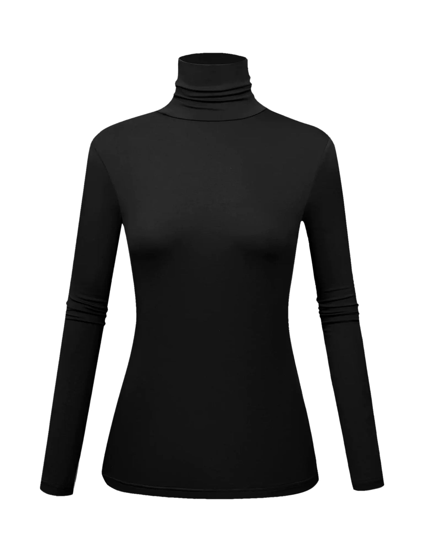 Women Long Sleeve Turtleneck Sweaters-Black