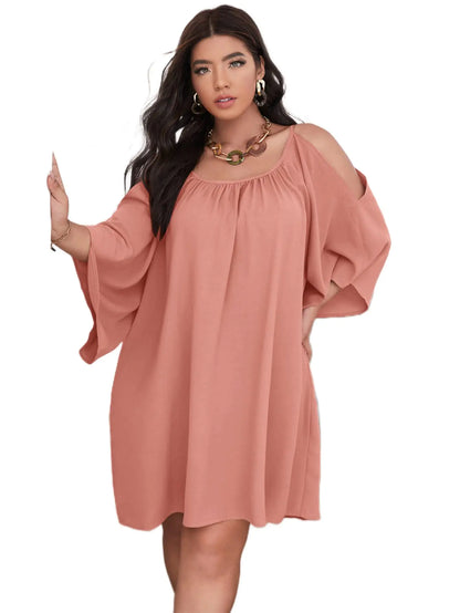 Women Summer Dress Cold Shoulder Short Sleeve Casual Loose Short Dresses