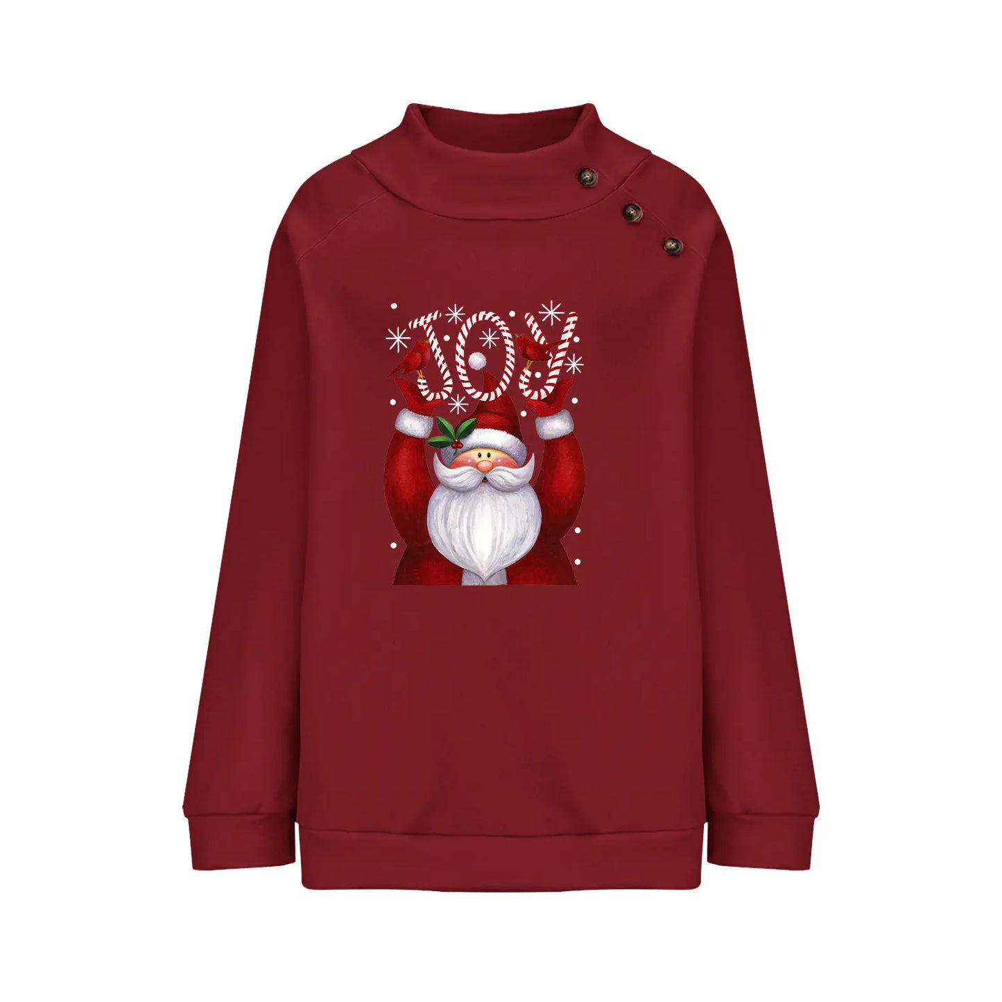 Printed Button Christmas Long Sleeve Sweater for Women