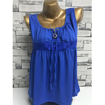 Women Sleeveless Lace-up-Front Top