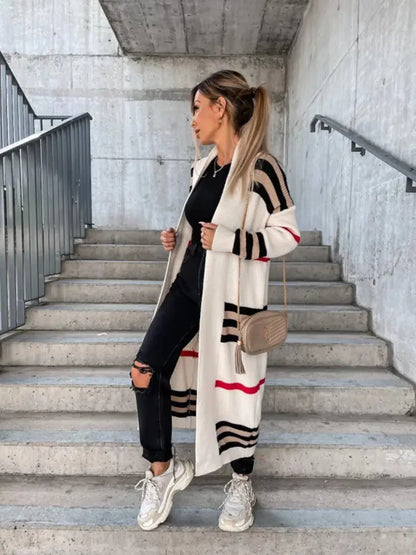 Women Casual Striped Knitted Cardigan