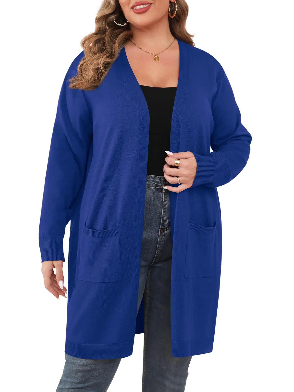 Women’s Long Sleeve Open Front Lightweight Cardigan Sweaters Royal Blue