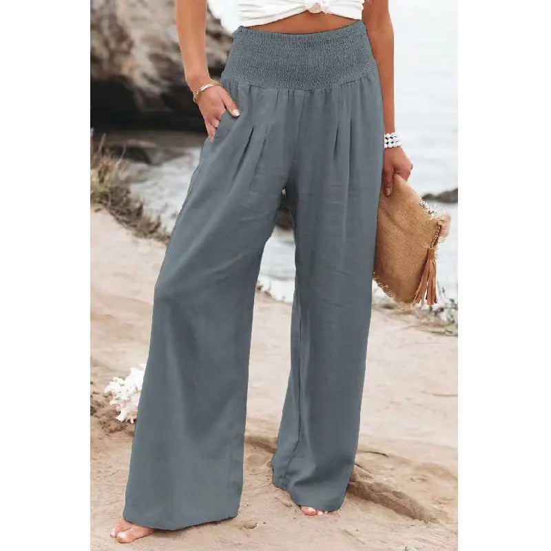 Women's High Rise Wide Leg Pants with Pockets