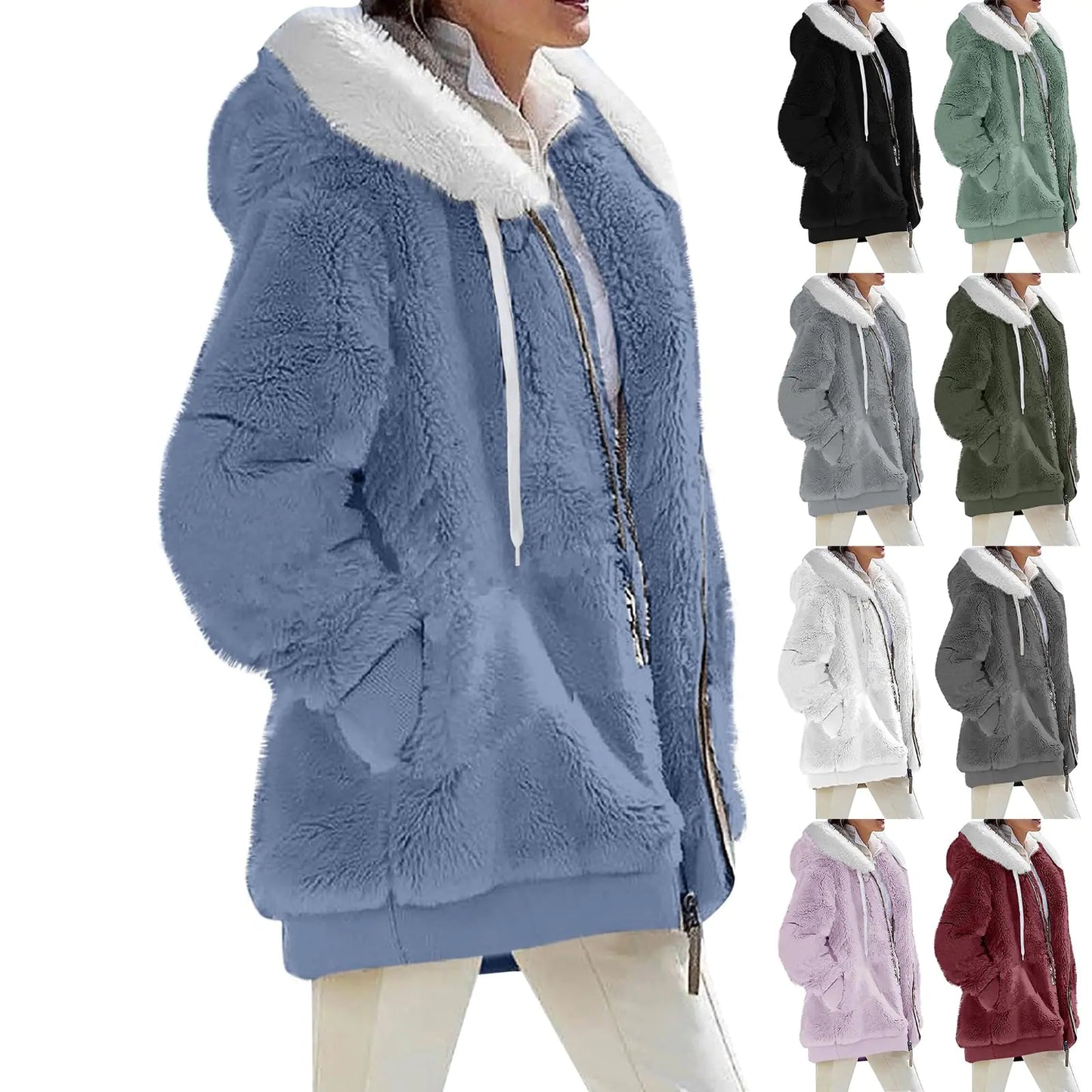 Women’s Plush Hooded Fuzzy Fleece Jacket