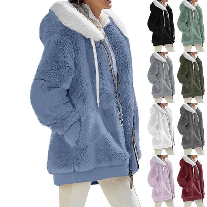 Women’s Plush Hooded Fuzzy Fleece Jacket