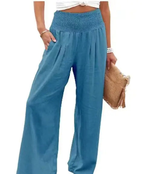 Women's High Rise Wide Leg Pants with Pockets
