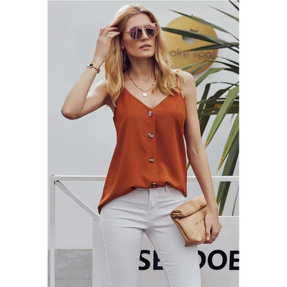 Women V-Neck Cami Loose T-Shirt