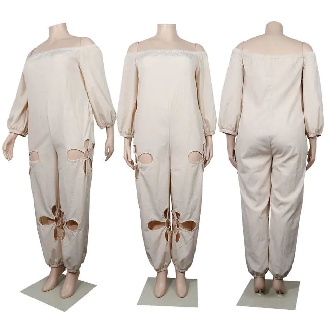 Women Off Shoulder Hollow Out Jumpsuit