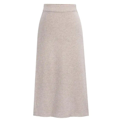 Women High-Waisted Wool Long Skirt