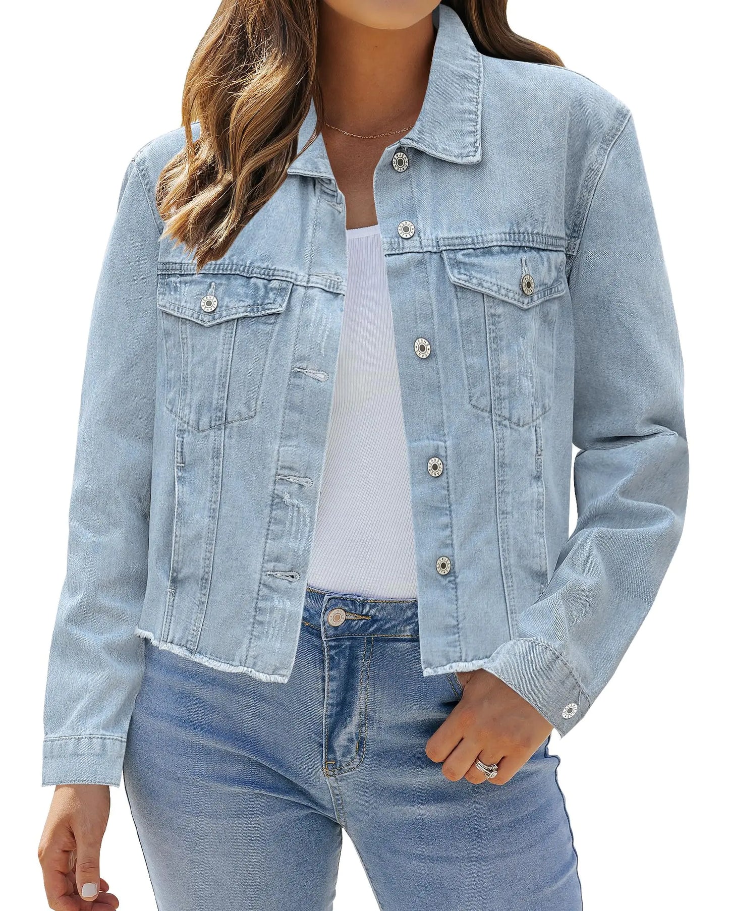 Women Snow Wash Light Weight Denim Jacket