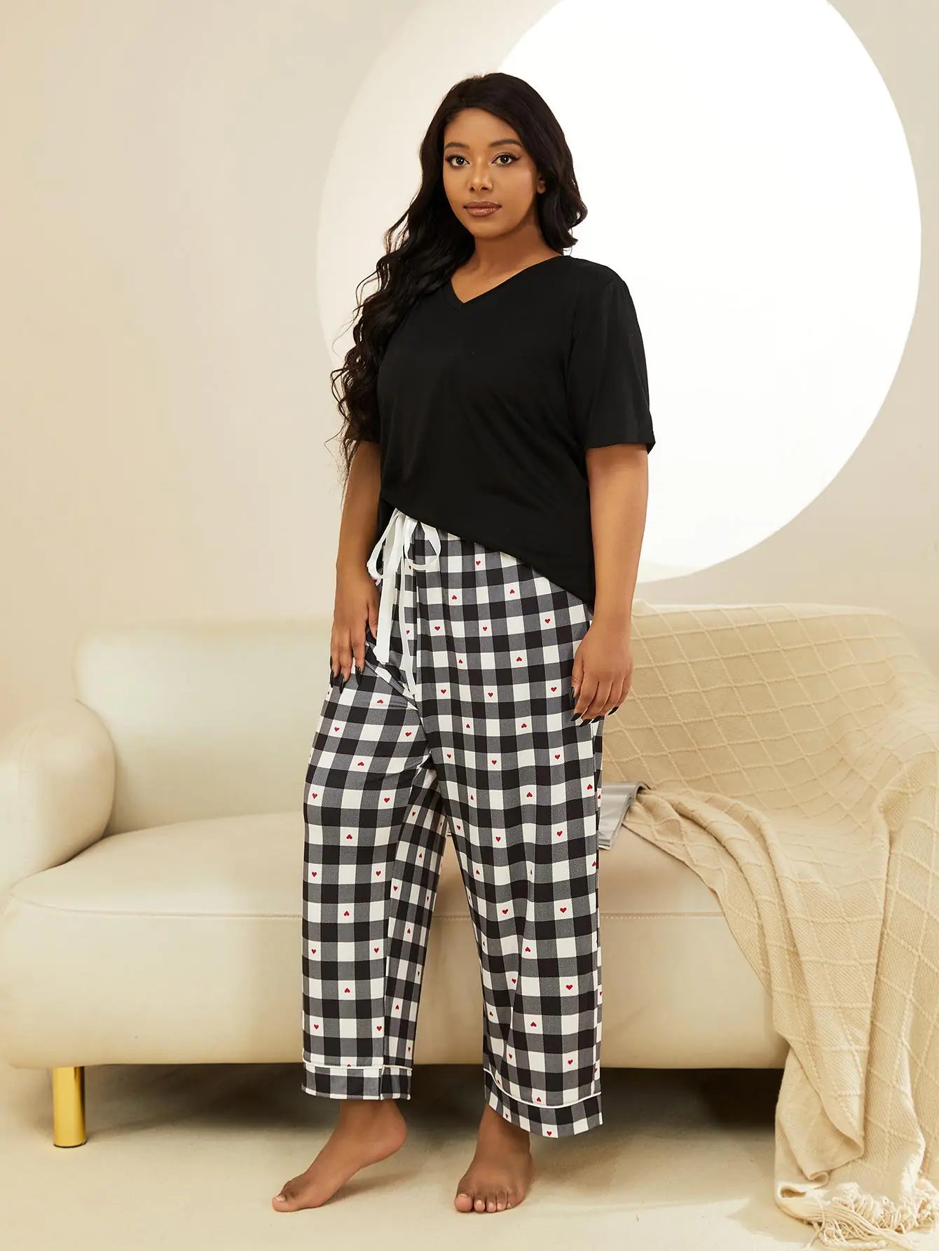 Women's Pajamas Set with Love Print Pants