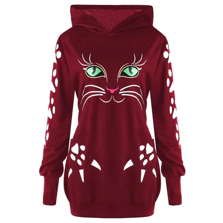 Cat Graphic Hoodie for Women