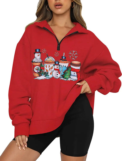 Women's Christmas Hoodie with Half Zip